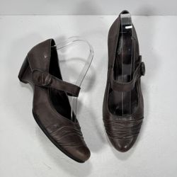 Pikolinos Charcoal Gray Leather Mary Jane Pump Heels Women Size 10