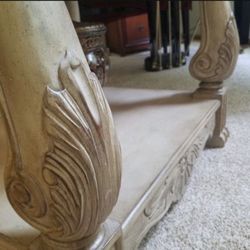 Two end tables and a sofa TV table with Marble on top