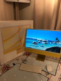 2021 Apple iMac Yellow M1 processor 24-inch 8gb ram 256gb ssd. Works great. Comes with original box