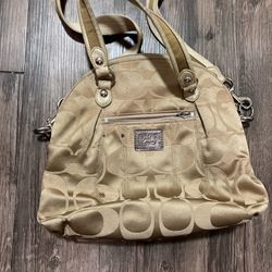 Coach Signature Gold Satchel Bag – Crossbody/Shoulder, Used