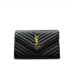 Yves Saint Laurent Cassandre Metalasse Envelope Wallet on Chain