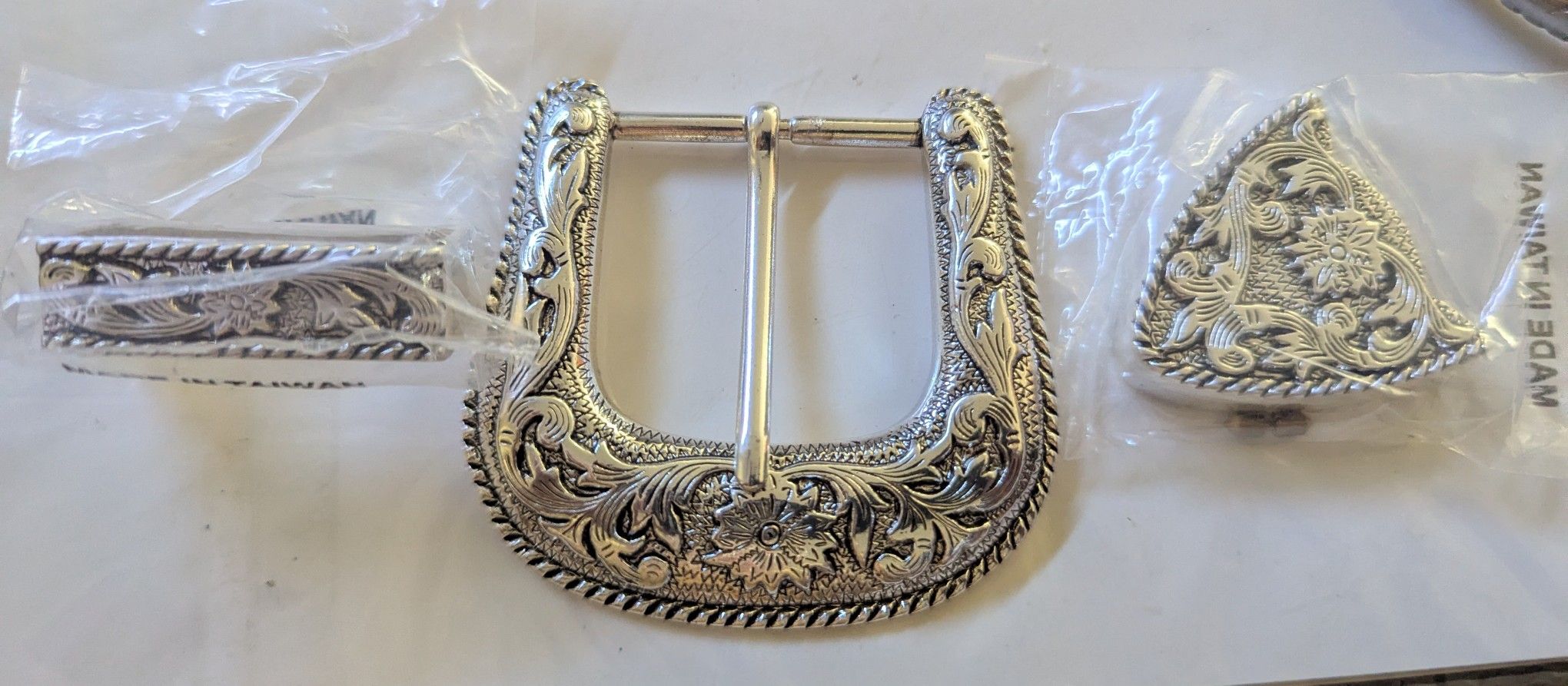 3 pc. Silver Cowgirl Belt Buckle