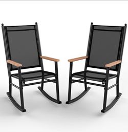 Outdoor Rocking Chairs Set of 2,Upgraded High Back Patio Rocking Chair Set,Breathable Textilene Fabr