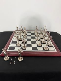Vintage Pewter Golf checkers set READ