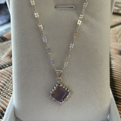 Square Ametrine Silver 925 Necklace 