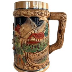 Vintage German-Style Beer Stein Mug Ceramic Men at Table Made in Japan