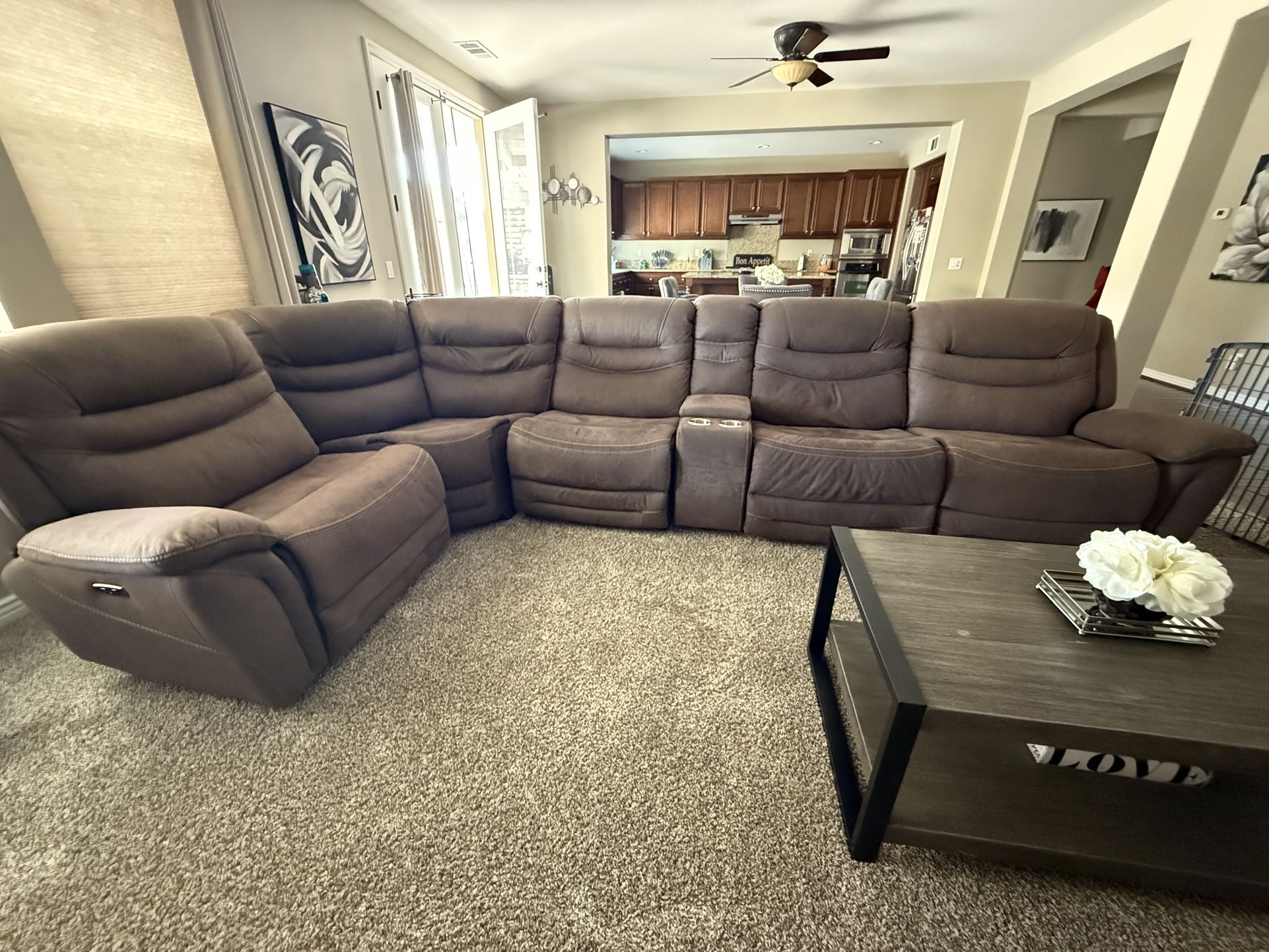 Sectional Couch With 3 Automatic Recliners AVAILABLE