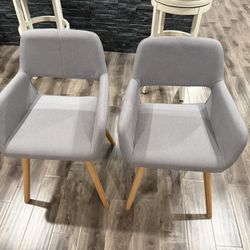 Grey Upholstered Chairs Set 