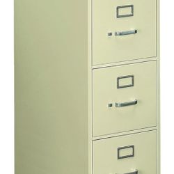 HON 4 Drawer Vertical File Cabinet with Lock, Metal Filing Cabinets with 4 Drawers for Hanging Files and Letter Files, 26.5" Deep, Putty