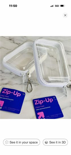 Mini Hard Sided Clear Zipper Case  Keychain Case