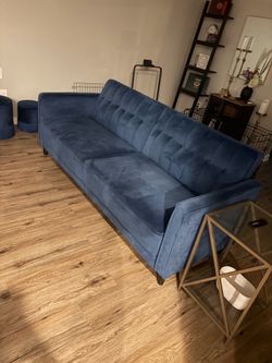 Blue Velvet Living Room Furniture