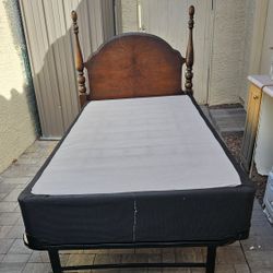 Twin Bed, Frame, Box Spring, Headboard, No Mattress 