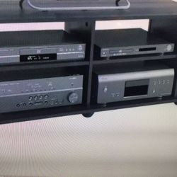 CORLIVING FS-3580 FILLMORE RAVENWOOD BLACK TV STAND FOR TVS YP TO 70 INCHCH..IN A OPEN BOX, NEEDS ASSEMBLING  