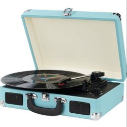 Vintage Vinyl Record Player, 3 Speeds Suitcase Portable Record Player