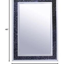 Modern Crystal Accent Mirror 48”x32” – Elegant Statement Piece