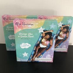 New! Afro Unicorn 68” Glitter Mat Pool Float for Girls