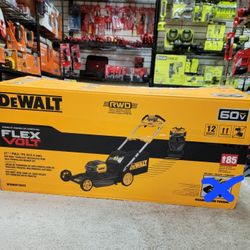 lawn mower has 60V MAX FlexVolt battery system and brushless motor. This self-propelled rear wheel drive unit features 21 inch steel d