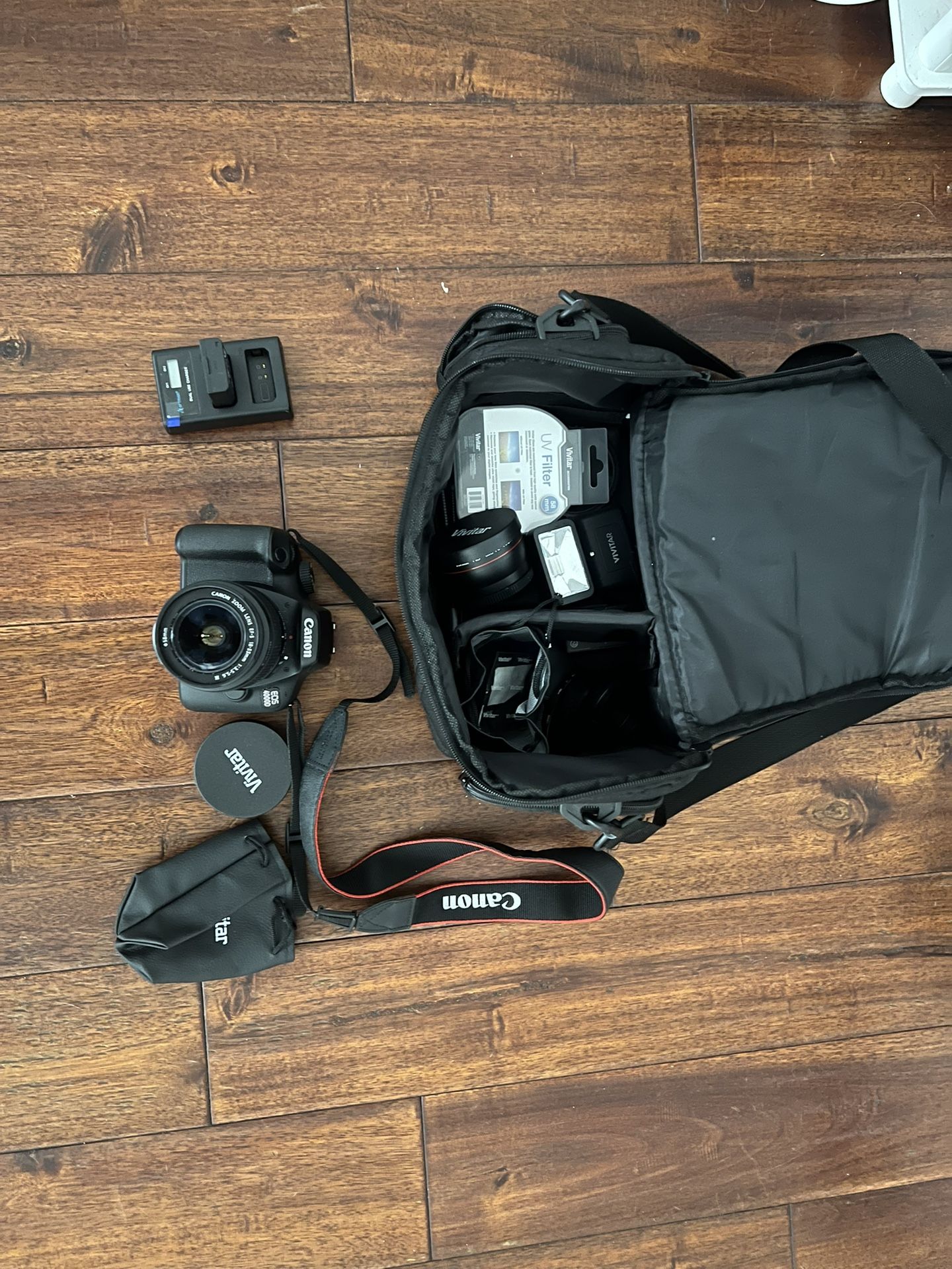 Canon EOS 4000D / Rebel T100 Digital SLR Camera Body w/Canon EF-S 18-55mm f/3.5-5.6 Lens 3 DSLR Kit