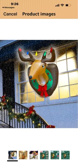 3ft Inflatable Christmas Rudolph Wreath, Lighted Blow Up Reindeer with Built in LED Lights,