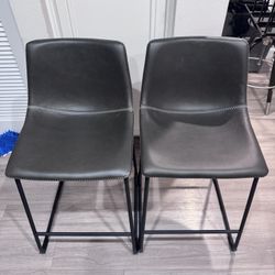 Modern Black Counter Stools – 24” Height – Set of 2 Bar Stools