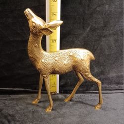 Vintage 7 Inch Brass Spotted Doe Figurine 