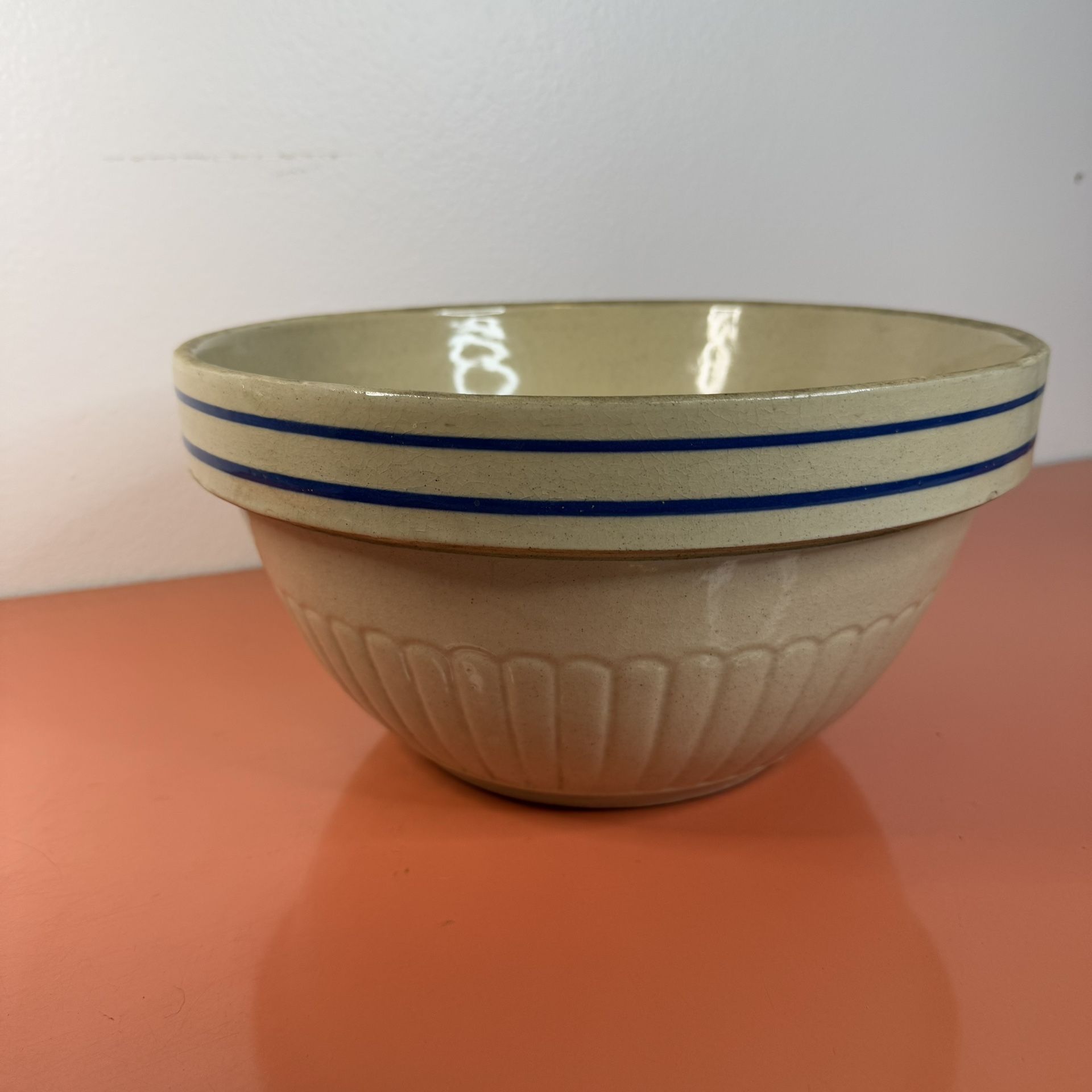 Redwing Blue Striped pottery bowl 1930s in great condition