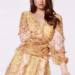 Bardot animal print long dress