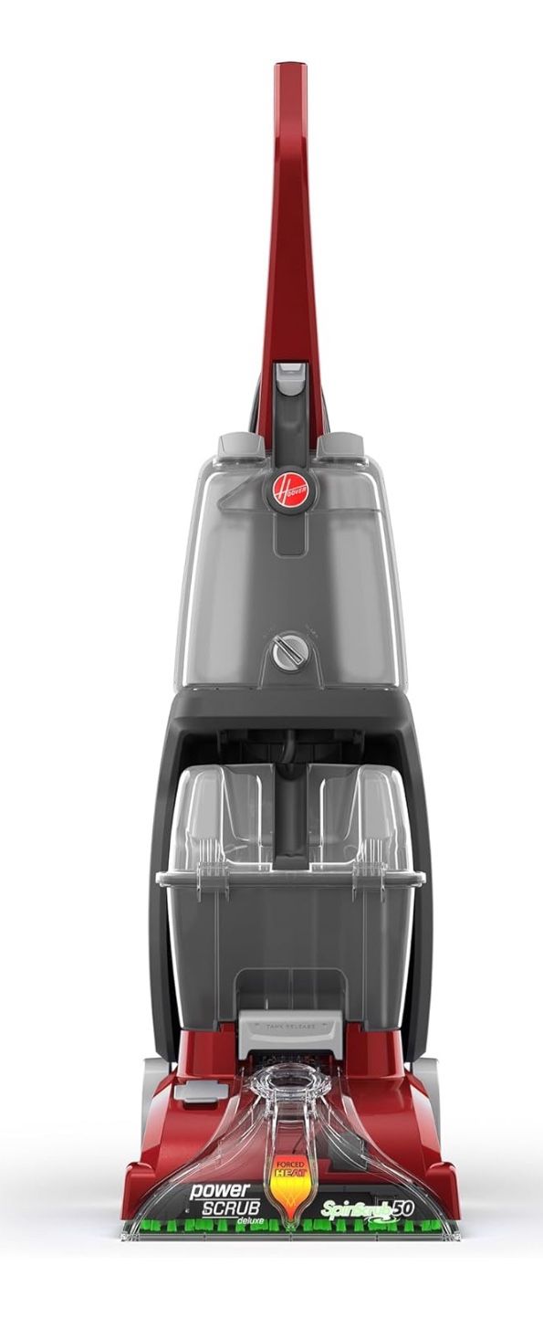 Hoover Power Scrub Deluxe Carpet Cleaner Machine, Upright Shampooer, FH50150, Red