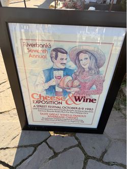 Riverbank wine and cheese 1983 original framed poster