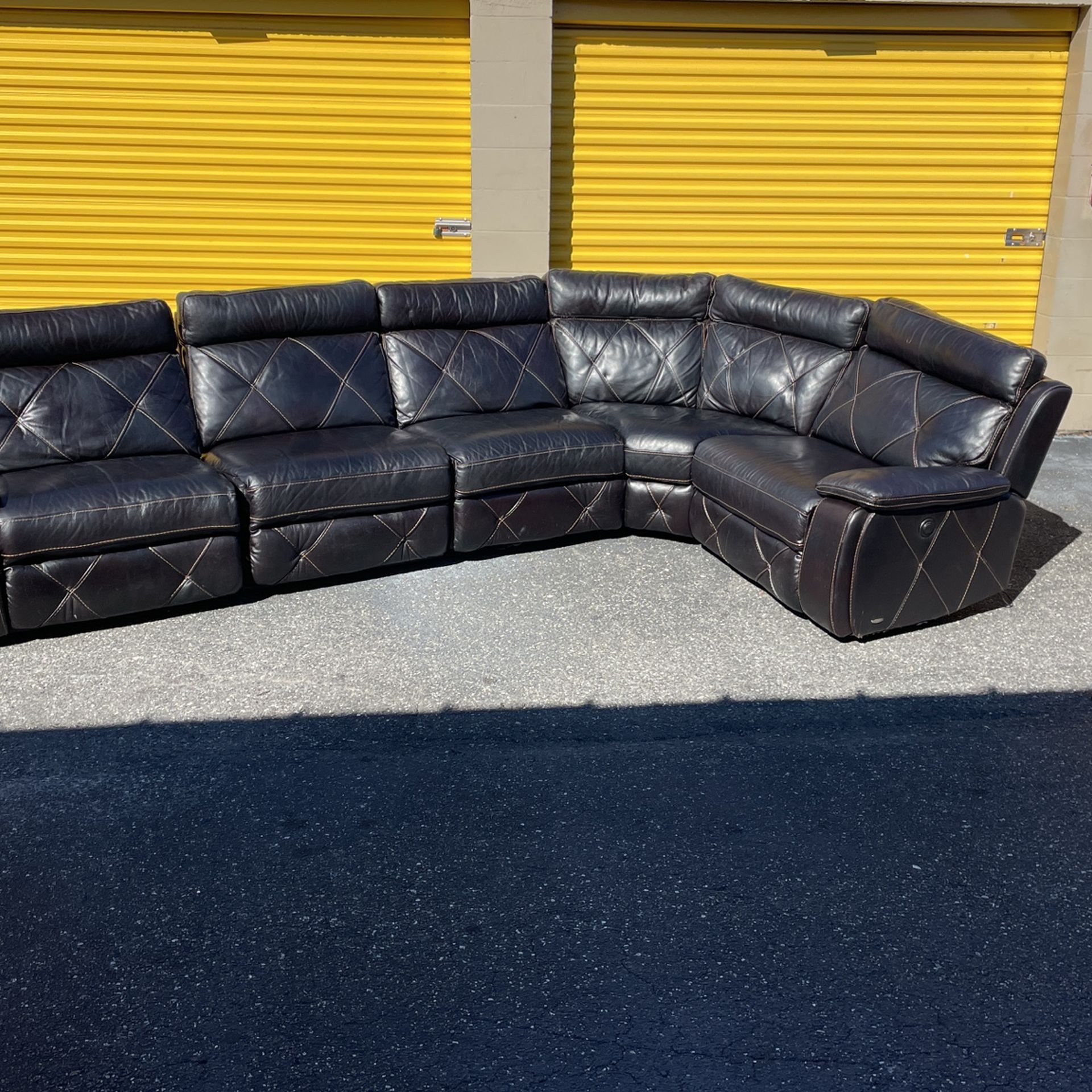 Large leather electric recliner couch