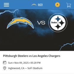 2 LA CHARGERS VS PITTSBURGH STEELERS SECTION 238 ROW 14 SEATS 1,2,