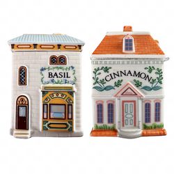 LENOX The Lenox Spice Village Porcelain Jar Set (set of 2) Lid Cinnamon & Basil