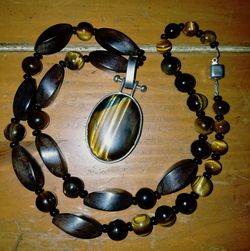 Teakwood/Tigers eye Necklace