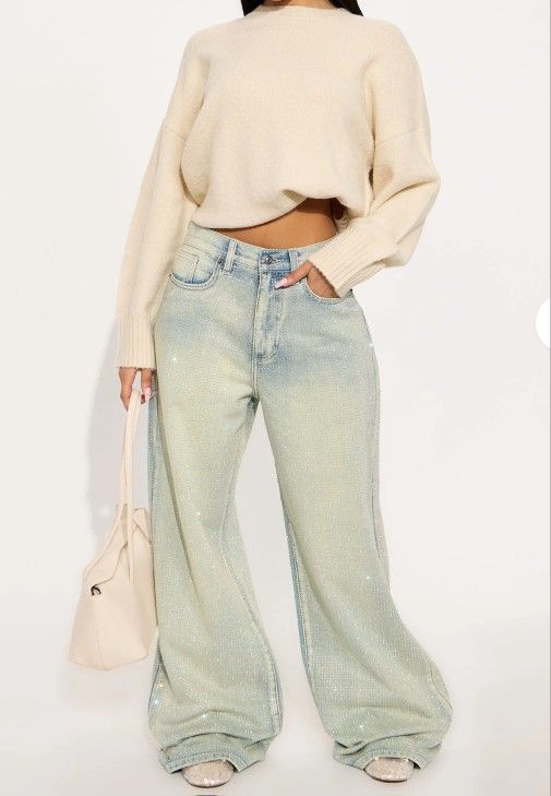 Rhinestone Denim Jeans