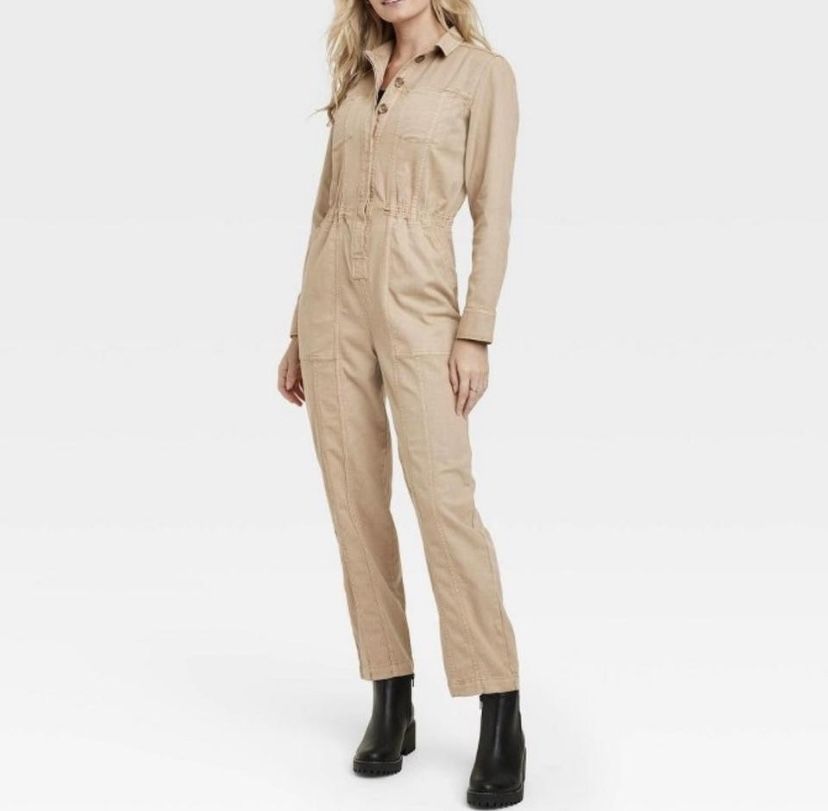 Universal Thread Brown Khaki Boiler Jumpsuit Size 6