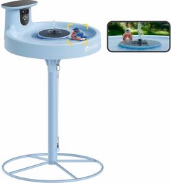 2001e  Smart Bird Bath with Camera Solar Powered & Fountain & Stand, Dual-Lens Camera for Wildbird Watching, Auto Capture Bird Videos & Motion Detecti