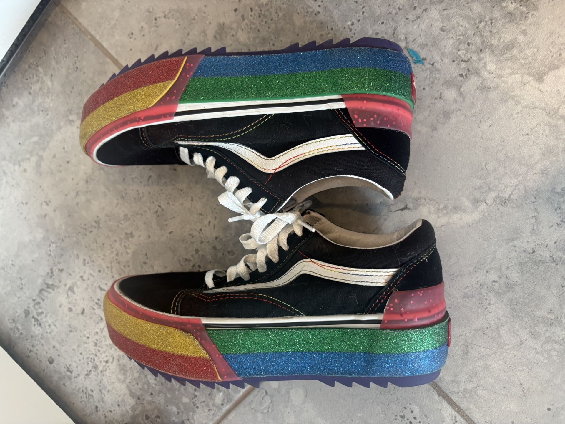 VANS Old Skool Stacked Glitter Rainbow Platform Women’s Size 7 Shoes