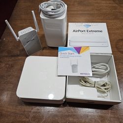 2 Apple AirPort Extreme + Netgear WiFi Extender – All working
