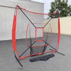 $55 (New) Baseball & softball practice hitting & pitching 7x7’ net with bow frame, carry bag 