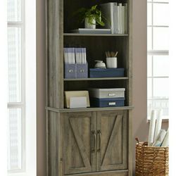 71.85 in. Split Oak Wood 5-shelf Standard Bookcase with Doors
