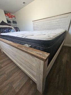 New willowton frame + jumbo bamboo pillowtop mattress