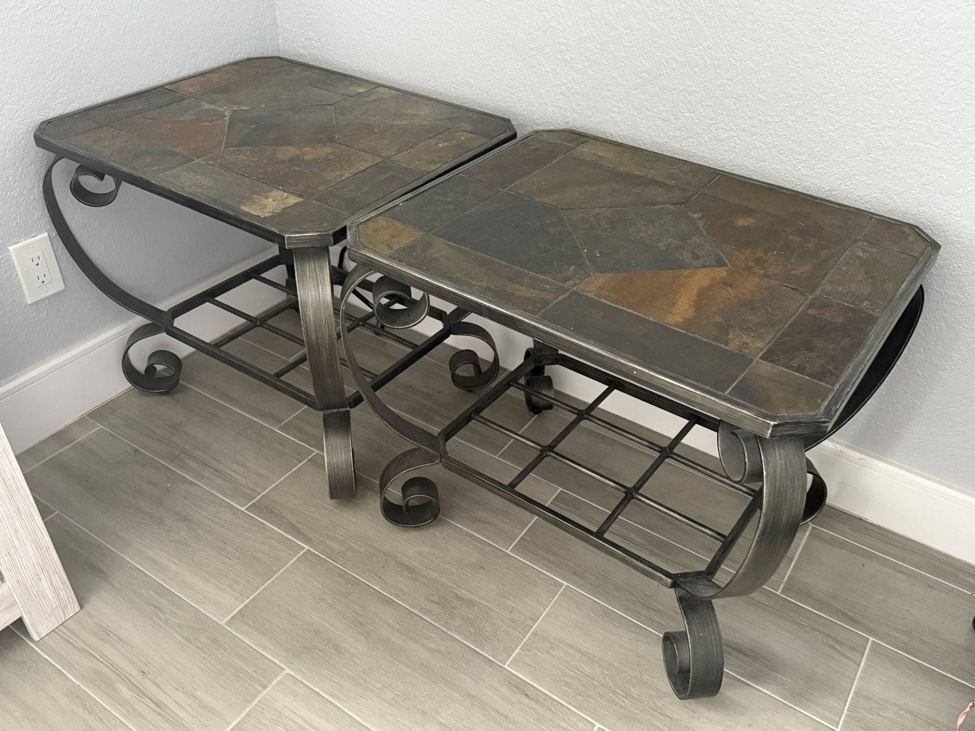 2 Wrought Iron/Tile End Tables