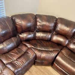 Leather Sectional Couch  With Electric Recliner 