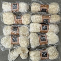 Mohair Wool Blend Yarn 10 Skeins Off White Cream Lot