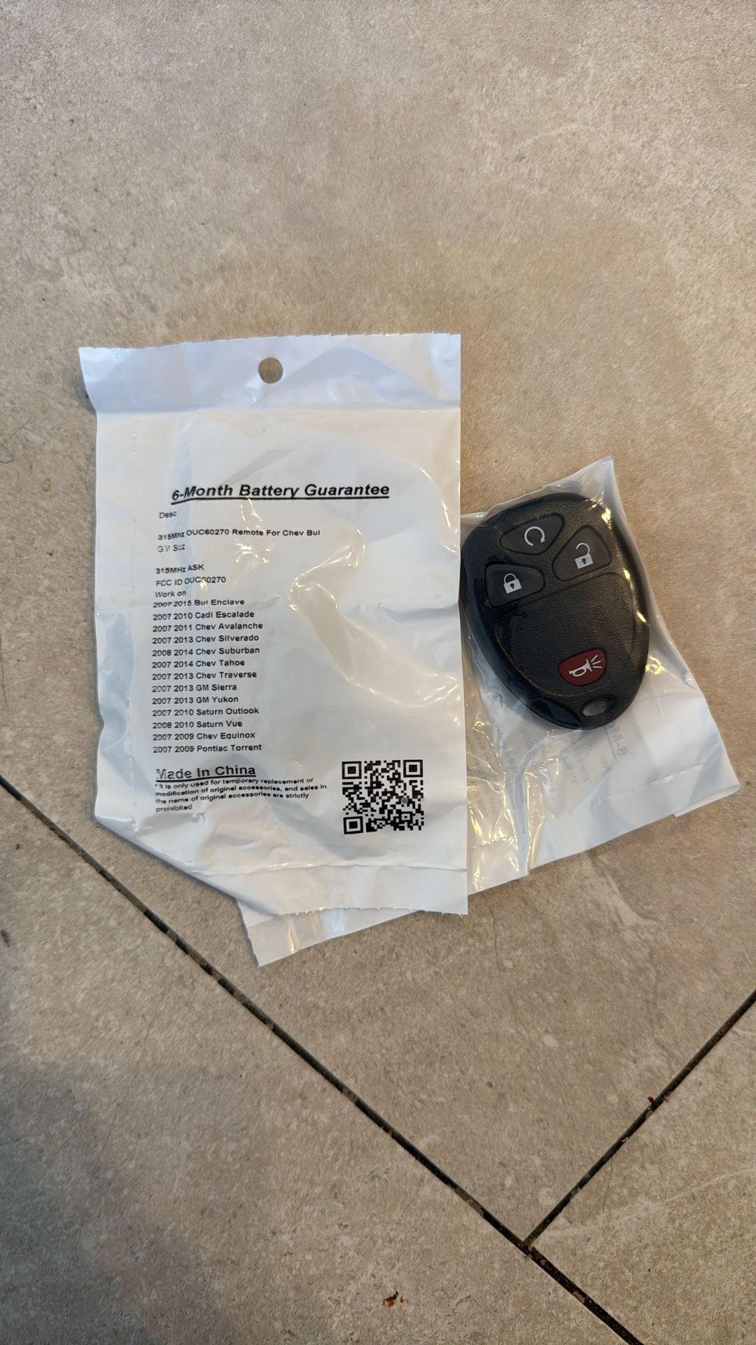 GM 4-Button Remote Key (FCC OUC60270)
