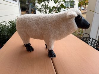 Large Vintage Realistic Faux-Wool Blackface Sheep Figurine