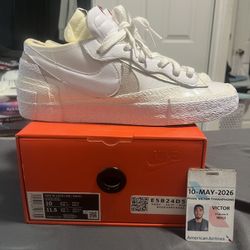 Nike Blazer Low Sacai Size 10 $60 Only Worn Once. Picked up in Gardena.