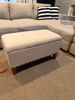 Storage ottoman cream