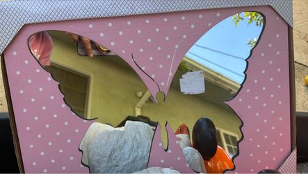 Pink Polka Dot Butterfly Wall Mirror