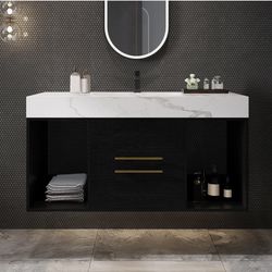 39.4" Floating Bathroom Vanity with Ceramic Sink